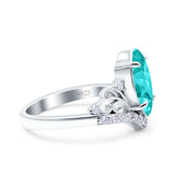 Marquise Art Deco Wedding Engagement Bridal Ring Round Simulated Cubic Zirconia 925 Sterling Silver