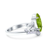Marquise Art Deco Wedding Engagement Bridal Ring Round Simulated Cubic Zirconia 925 Sterling Silver