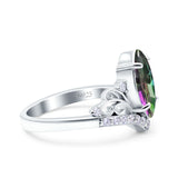 Marquise Art Deco Wedding Engagement Bridal Ring Round Simulated Cubic Zirconia 925 Sterling Silver