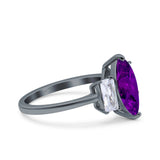 Marquise Art Deco Emerald Cut Wedding Bridal Ring Simulated Cubic Zirconia 925 Sterling Silver