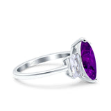 Marquise Art Deco Emerald Cut Wedding Bridal Ring Simulated Cubic Zirconia 925 Sterling Silver