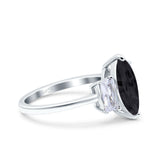Marquise Art Deco Emerald Cut Wedding Bridal Ring Simulated Cubic Zirconia 925 Sterling Silver