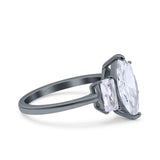 Marquise Art Deco Emerald Cut Wedding Bridal Ring Simulated Cubic Zirconia 925 Sterling Silver