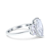 Marquise Art Deco Emerald Cut Wedding Bridal Ring Simulated Cubic Zirconia 925 Sterling Silver