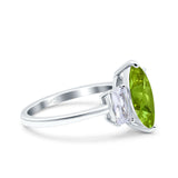 Marquise Art Deco Emerald Cut Wedding Bridal Ring Simulated Cubic Zirconia 925 Sterling Silver