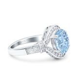 Oval Art Deco Wedding Engagement Bridal Ring Accent Vintage Round Simulated Cubic Zirconia 925 Sterling Silver
