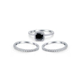 3Piece Wedding Ring Band Round Simulated Cubic Zirconia 925 Sterling Silver