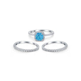 3Piece Wedding Ring Band Round Simulated Cubic Zirconia 925 Sterling Silver