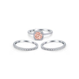 3Piece Wedding Ring Band Round Simulated Cubic Zirconia 925 Sterling Silver