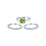 3Piece Wedding Ring Band Round Simulated Cubic Zirconia 925 Sterling Silver