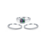 3Piece Wedding Ring Band Round Simulated Cubic Zirconia 925 Sterling Silver