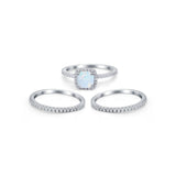 3Piece Wedding Ring Band Round Simulated Cubic Zirconia 925 Sterling Silver
