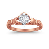 Heart Shape Simulated Cubic Zirconia Claddagh Wedding Ring 925 Sterling Silver