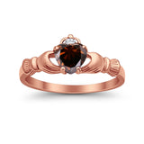 Heart Shape Simulated Cubic Zirconia Claddagh Wedding Ring 925 Sterling Silver