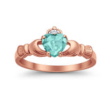 Heart Shape Simulated Cubic Zirconia Claddagh Wedding Ring 925 Sterling Silver