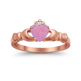 Heart Shape Simulated Cubic Zirconia Claddagh Wedding Ring 925 Sterling Silver