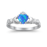 Heart Shape Simulated Cubic Zirconia Claddagh Wedding Ring 925 Sterling Silver
