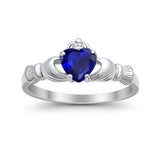 Heart Shape Simulated Cubic Zirconia Claddagh Wedding Ring 925 Sterling Silver