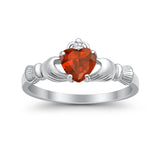 Heart Shape Simulated Cubic Zirconia Claddagh Wedding Ring 925 Sterling Silver