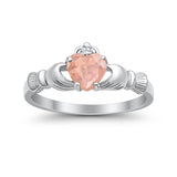Heart Shape Simulated Cubic Zirconia Claddagh Wedding Ring 925 Sterling Silver