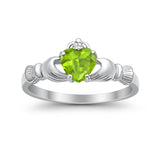 Heart Shape Simulated Cubic Zirconia Claddagh Wedding Ring 925 Sterling Silver
