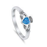 Irish Claddagh Heart Promise Ring Simulated Cubic Zirconia 925 Sterling Silver
