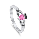 Irish Claddagh Heart Promise Ring Simulated Cubic Zirconia 925 Sterling Silver