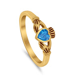 Irish Claddagh Heart Promise Ring Simulated Cubic Zirconia 925 Sterling Silver