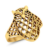 Filigree Owl Ring Band 925 Sterling Silver Lucky Owl