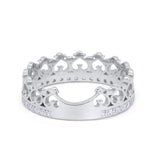 Eternity Heart Crown Band 925 Sterling Silver
