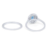 Halo Wedding Piece Bridal Ring Oval Simulated Cubic Zirconia Sterling Silver