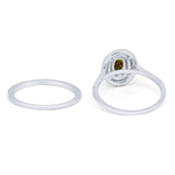 Halo Wedding Piece Bridal Ring Oval Simulated Cubic Zirconia Sterling Silver