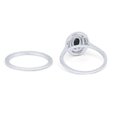 Halo Wedding Piece Bridal Ring Oval Simulated Cubic Zirconia Sterling Silver