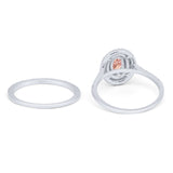 Halo Wedding Piece Bridal Ring Oval Simulated Cubic Zirconia Sterling Silver
