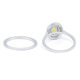 Halo Wedding Piece Bridal Ring Oval Simulated Cubic Zirconia Sterling Silver
