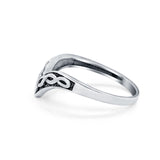 Midi Thumb Ring V Band Chevron Celtic Braid Oxidized Style 925 Sterling Silver