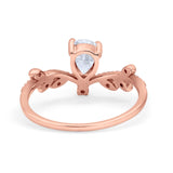 14K Gold Chevron Teardrop Pear Cubic Zirconia Engagement Ring