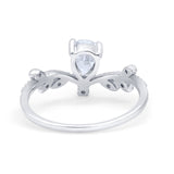 14K Gold Chevron Teardrop Pear Cubic Zirconia Engagement Ring