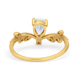14K Gold Chevron Teardrop Pear Cubic Zirconia Engagement Ring