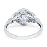 14K Gold Oval Art Deco Engagement Ring Simulated Cubic Zirconia