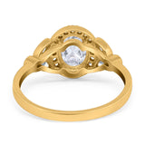 14K Gold Oval Art Deco Engagement Ring Simulated Cubic Zirconia