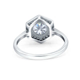 14K Gold Art Deco Hexagon Shape Cubic Zirconia Engagement Ring