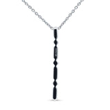 14K Gold 0.08ct Diamond Drop Vertical Bar Pendant Chain Necklace 18" Long
