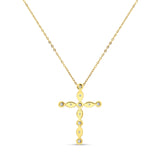 Diamond Cross Pendant Necklace 14K Gold 0.26ct