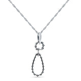 14K Gold 0.19ct Dangling Diamond Teardrop Pendant Necklace 18 In Long