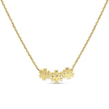Diamond Pendant Flower Necklace 14K Gold 0.14ct