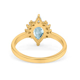 14K Gold 1.5ct Teardrop Art Deco Pear 9mmx6mm G SI Diamond Engagement Wedding Ring