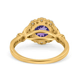 14K Gold 1.25ct Floral Art Deco Round 6mm G SI Diamond Engagement Wedding Ring