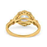 14K Gold 1.25ct Floral Art Deco Round 6mm G SI Diamond Engagement Wedding Ring