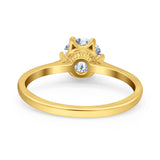 14K Gold Round Solitaire Accent Cubic Zirconia Engagement Ring